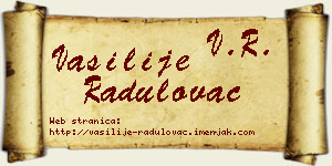 Vasilije Radulovac vizit kartica